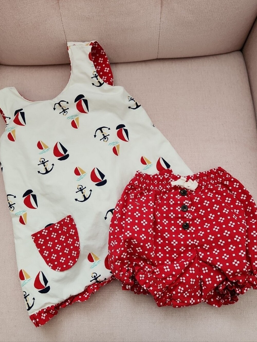 Hanna Andersson 90 3t Red Sailboat Nautical Summer Boat Outfit Set Beach